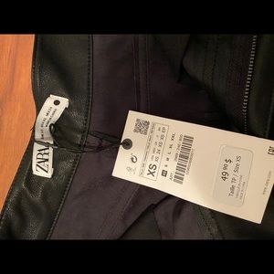 Zara vegan leather loose pants black with zip xs